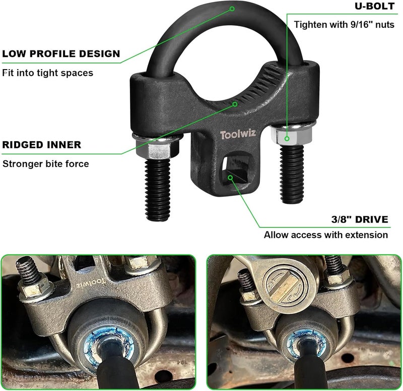 Toolwiz Inner Tie Rod Removal Tool Kit, 3/8'' Universal Low Profile Tool and Inner Tie Rod Hex Wrench Repair Remover 27-42mm End Wrench for 1/2" Square Drive, 2pcs for Most Cars Repair - Image 2